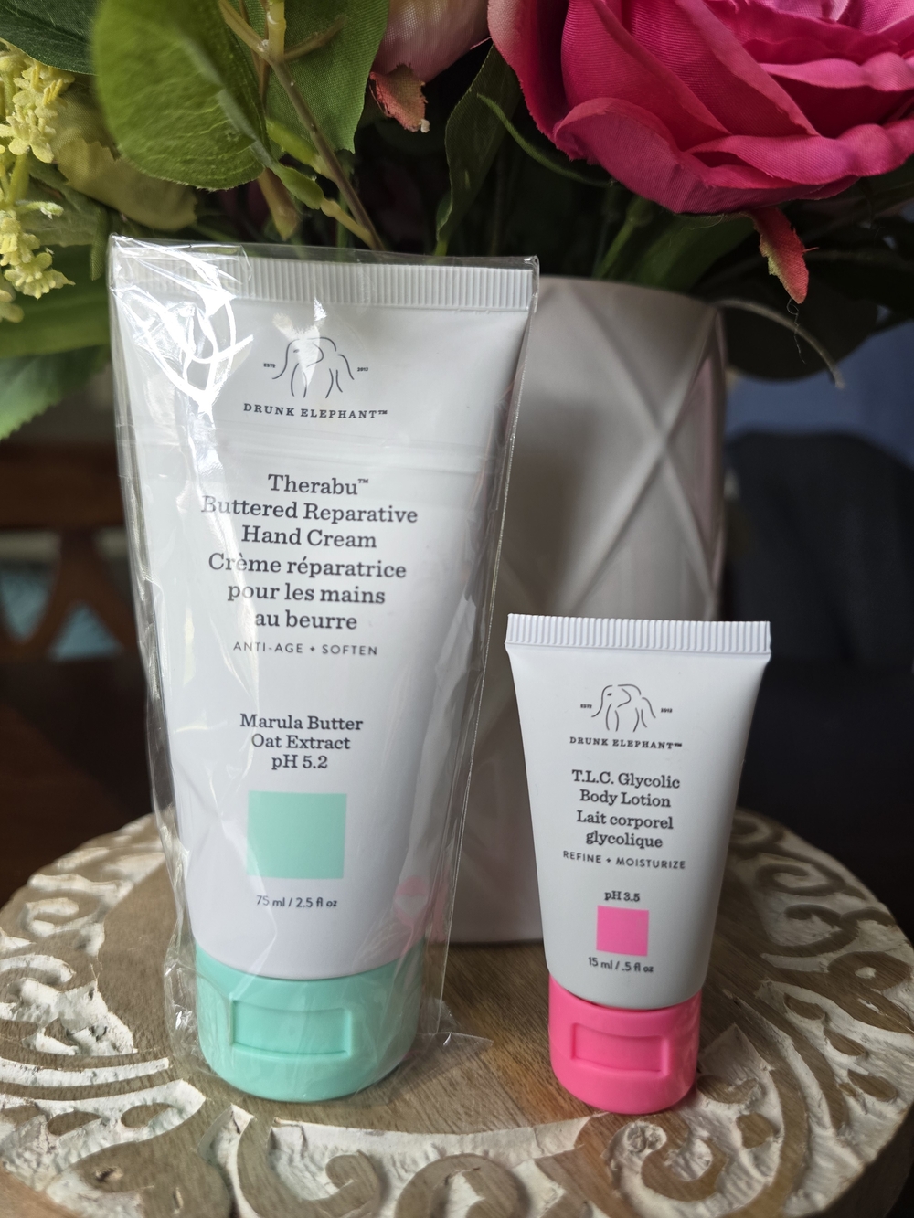 Drunk Elephant Therabu Buttered Hand Cream & T.L.C Glyolique Body Lotion